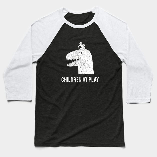 Dinosaur Children at Play Baseball T-Shirt by ice dyed
